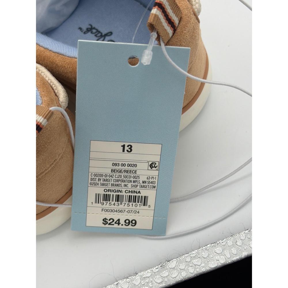 Cat & Jack Kids Reece Boat Shoe Sneakers Beige Tan Size 13 NIB - Picture 3 of 5